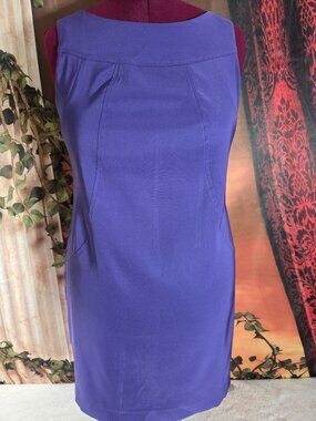 ECU Alyx Sz 12P Purple Sleeveless Sheath Dress Career Cocktail Pocket Accent